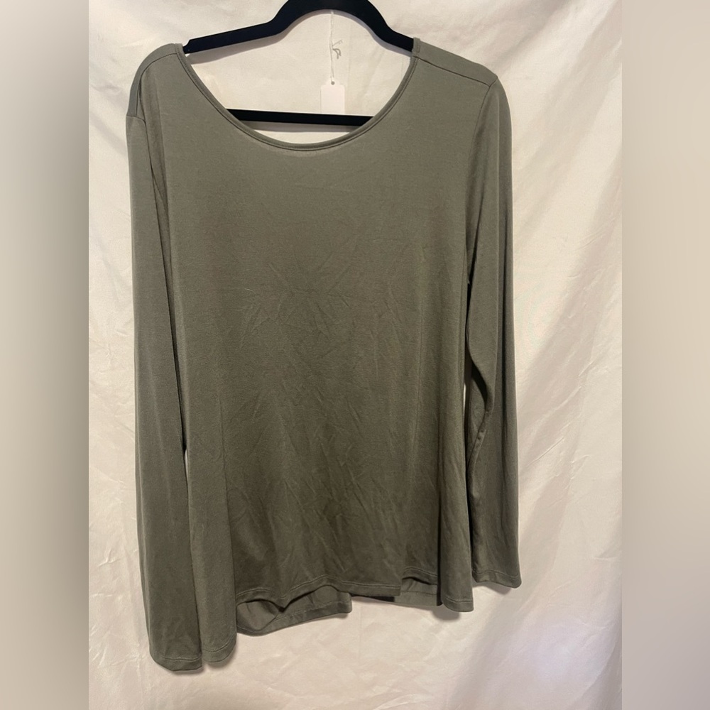 Athleta Womens Twist Back Open Long Sleeve Top Green Athletic XLarge